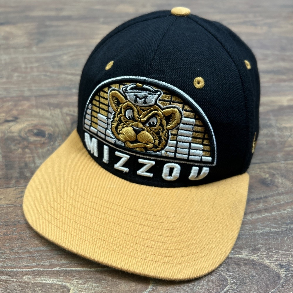 Mizzou Tigers Missouri Zephyr Hat Cap Mens Black Yellow Strapback Adjustable